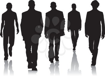 Royalty Free Clipart Image of Five Male Silhouettes