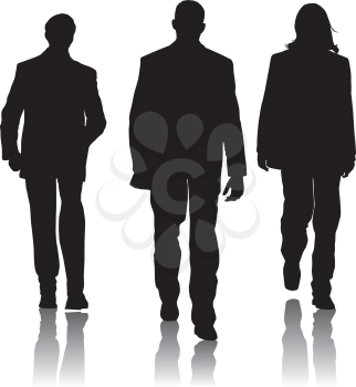 Royalty Free Clipart Image of Three Silhouetted Man