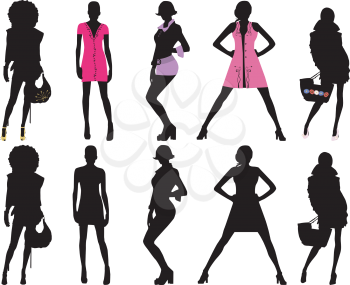 Royalty Free Clipart Image of Silhouetted Women