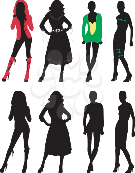 Royalty Free Clipart Image of Silhouettes of Women
