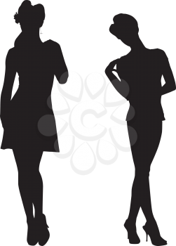 Royalty Free Clipart Image of Silhouettes of Two Women