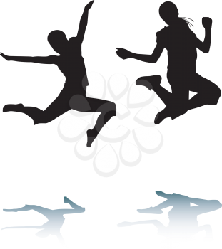 Royalty Free Clipart Image of People Jumping
