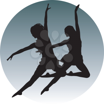 Royalty Free Clipart Image of Leaping Girls