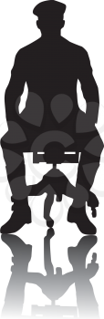 Royalty Free Clipart Image of a Silhouette of a Man on a Chair