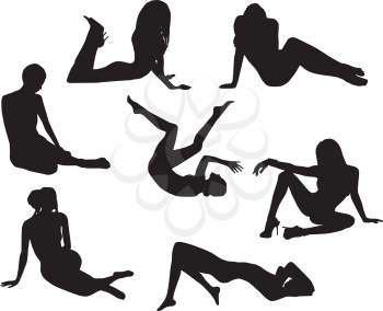 Royalty Free Clipart Image of Nude Girls