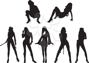 Royalty Free Clipart Image of Sexy Women
