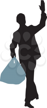 Royalty Free Clipart Image of a Man With a Shopping Bag