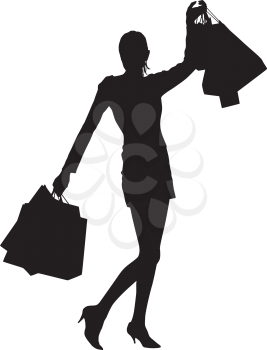 Royalty Free Clipart Image of a Happy Shopper