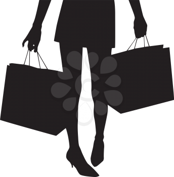 Royalty Free Clipart Image of a Woman With Shopping Bags