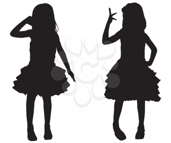 Royalty Free Clipart Image of Two Small Girls