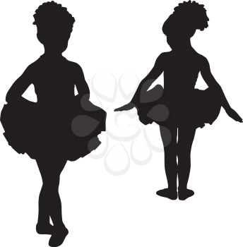 Royalty Free Clipart Image of Two Silhouettes of Ballerinas
