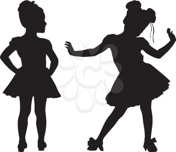 Royalty Free Clipart Image of Two Ballerinas