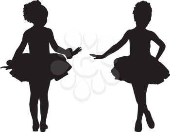 Royalty Free Clipart Image of Two Small Ballerinas