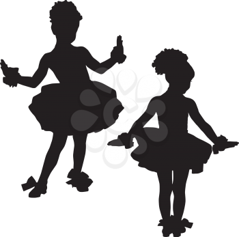 Royalty Free Clipart Image of Two Small Dancers
