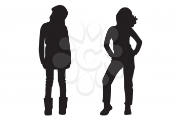 Royalty Free Clipart Image of Two Girls
