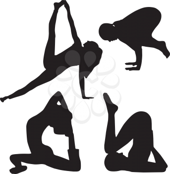 Royalty Free Clipart Image of People Doing Yoga