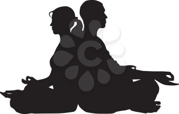 Royalty Free Clipart Image of a Couple Meditating