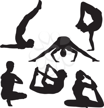 Royalty Free Clipart Image of People Doing Yoga