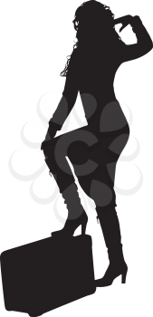 Royalty Free Clipart Image of a Woman With a Suitcase