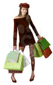 Beautiful girl whith many shopping bags