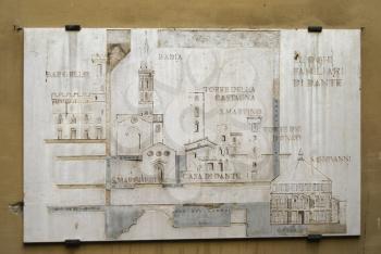 A map of the ancient Florence located just in front of the 'Dante Alighieri' house.
