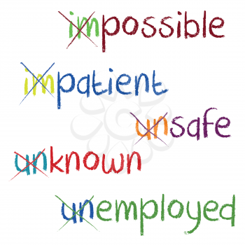 Royalty Free Clipart Image of Changing Negative Words to Positive