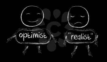 Royalty Free Clipart Image of an Optimist and a Realist