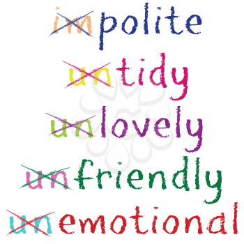 Royalty Free Clipart Image of Turning Negative Words Into Positive Ones