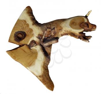Wooden fish on white background