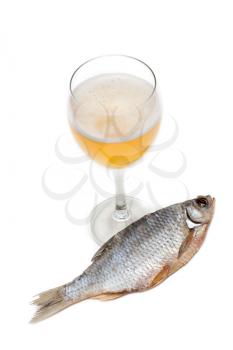 Royalty Free Photo of a Glass of Beer and Fish
