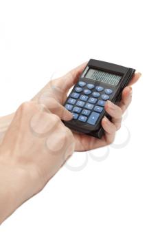 Royalty Free Photo of a Person Holding a Calculator