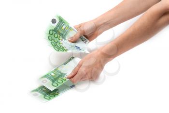 Royalty Free Photo of a Person Holding Euro Banknotes