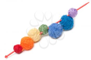 Royalty Free Photo of Yarn on a Knitting Needle