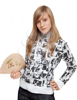Royalty Free Photo of a Girl Holding a Fan