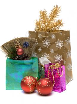 Royalty Free Photo of a Bunch of Presents and Christmas Decorations