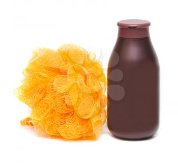 Royalty Free Photo of a Loofah and Bottle