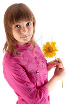 Royalty Free Photo of a Woman Holding a Flower