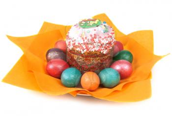 Royalty Free Photo of Easter Eggs and a Cake