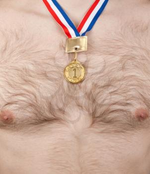 Royalty Free Photo of a Man Wearing a Medal