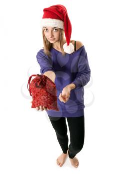 Royalty Free Photo of a Young Girl in a Santa Hat