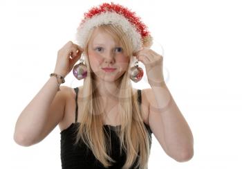 Royalty Free Photo of a Young Girl With Christmas Decorations