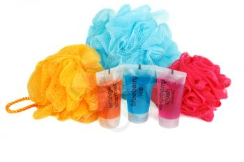 Royalty Free Photo of Body Wash and Loofahs