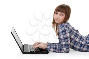 Royalty Free Photo of a Girl Using a Laptop