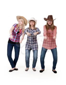 Royalty Free Photo of Three Girls in Cowboy Hats