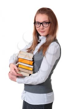 Royalty Free Photo of a Young Woman Holding Books