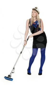 Royalty Free Photo of a Young Woman Cleaning