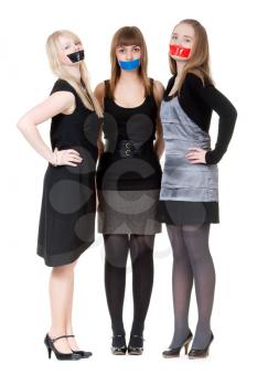 Royalty Free Photo of Girls With Their Mouths Taped Shut