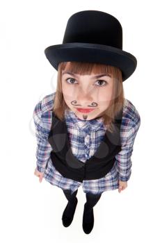Royalty Free Photo of a Girl With a Painted On Mustache