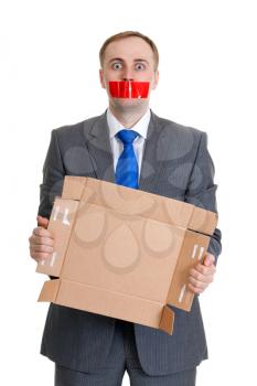 Royalty Free Photo of a Businessman's Mouth Taped