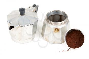 Royalty Free Photo of a Coffee Pot and Grounds